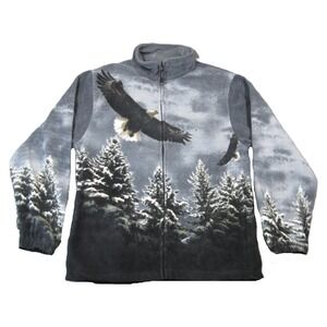 Wildkind Eagle Fleece Jacket Women L Gray Zip-Up Nature Outdoors Patriotic USA